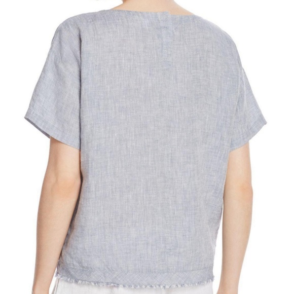 Eileen Fisher Yarn Dyed Organic Handkerchief Linen Chambray Roundneck Box Top XL - Picture 2 of 15